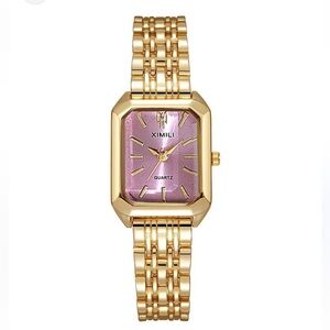 Lady square Gold and Pink Watch